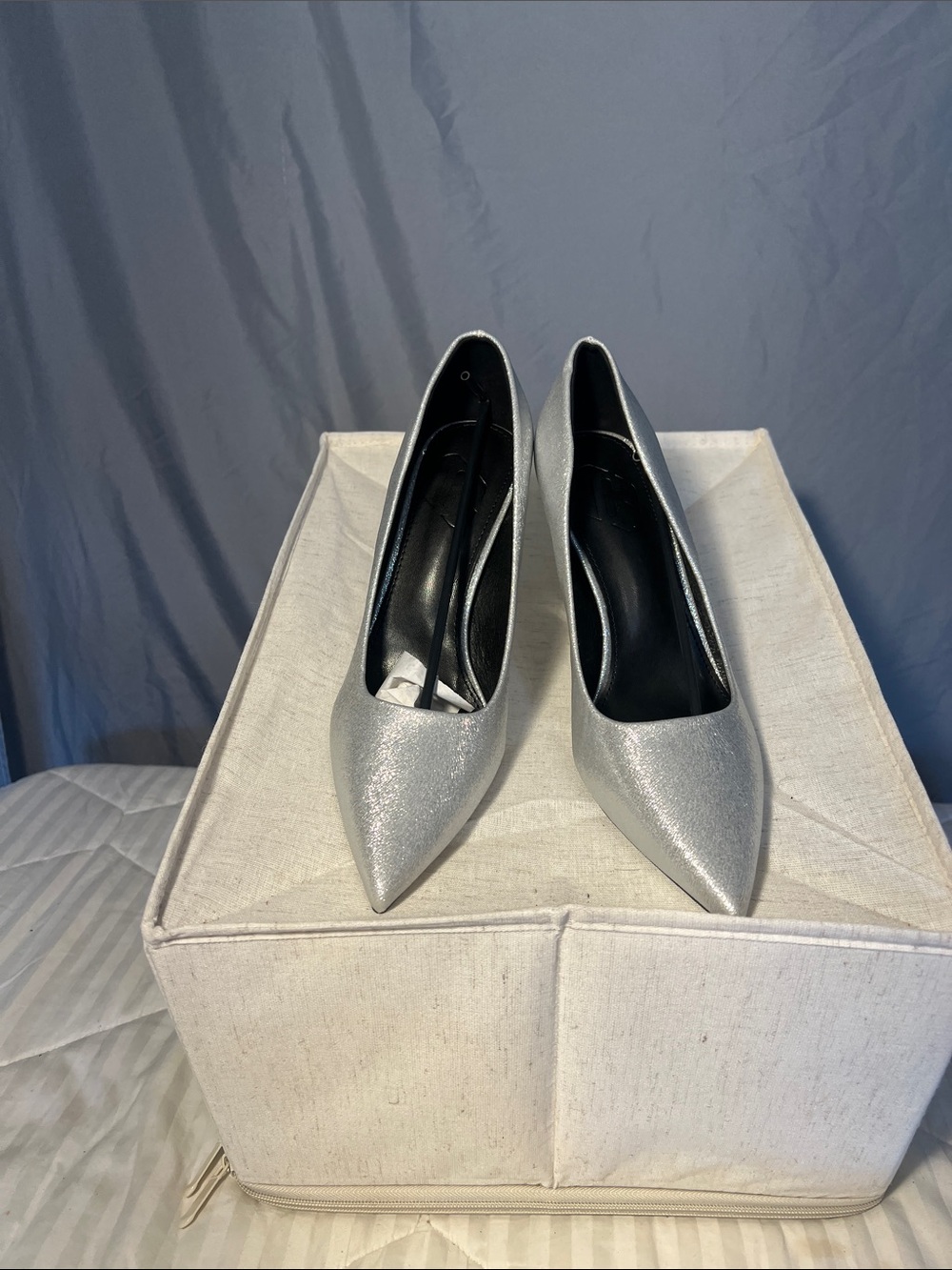 Silver Pointed-Toe Women's Heels - Evening Pumps